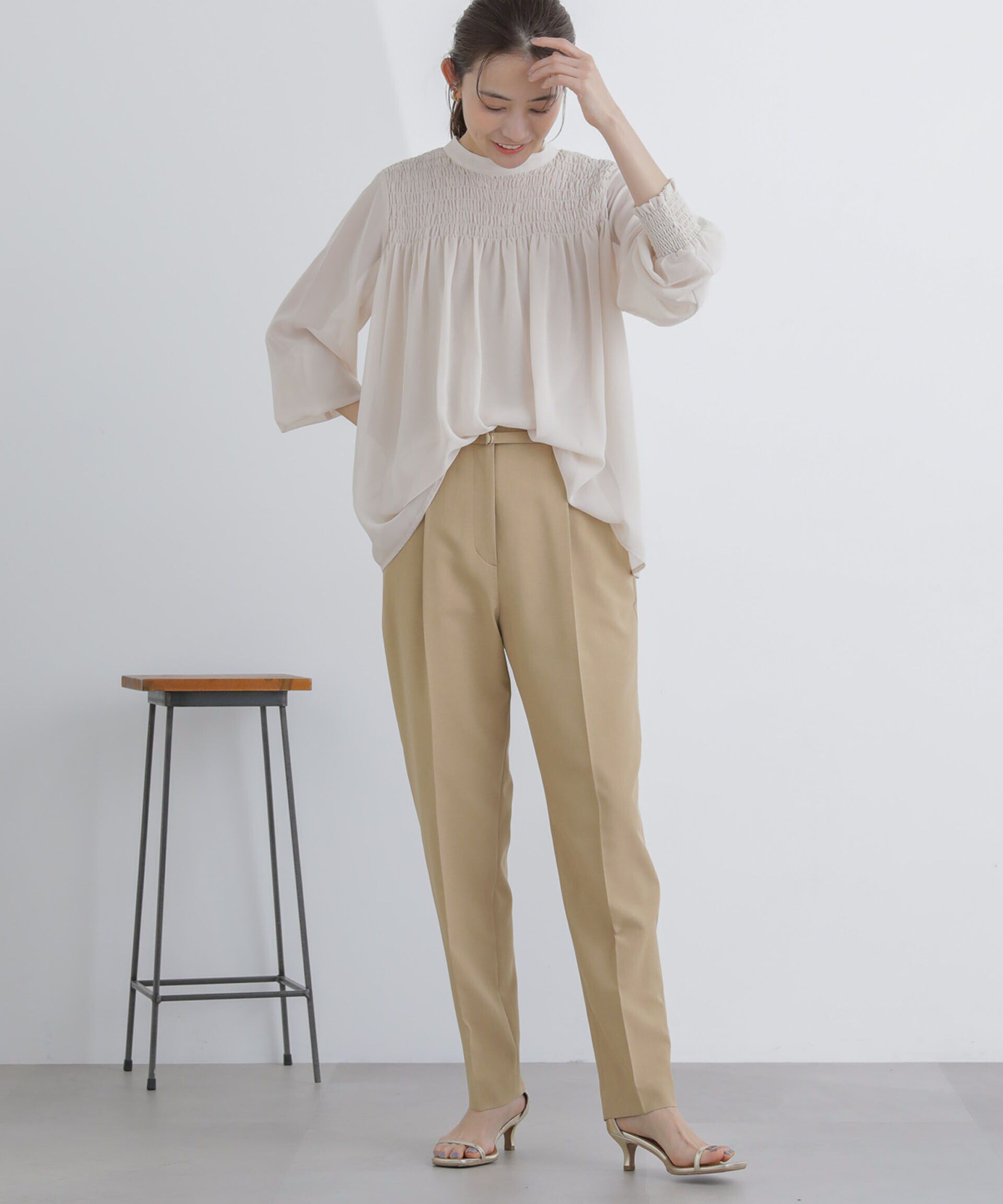 nano･universe「フロントシャーリングブラウス」|シャツ・ブラウス|