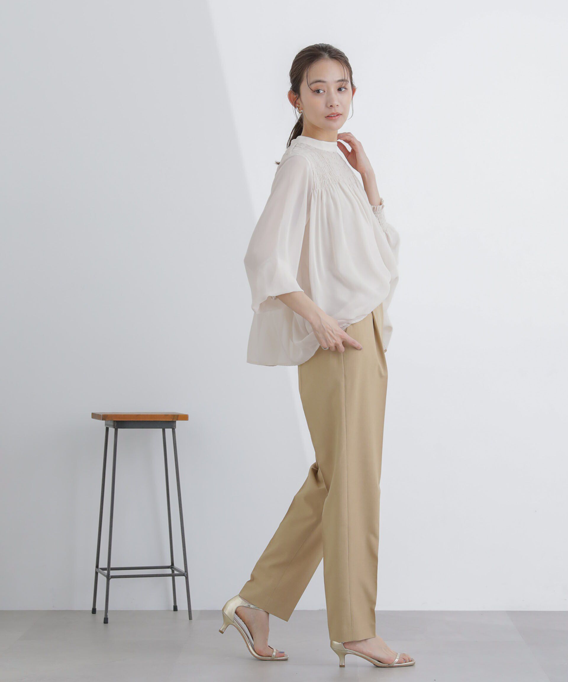 nano･universe「フロントシャーリングブラウス」|シャツ・ブラウス|