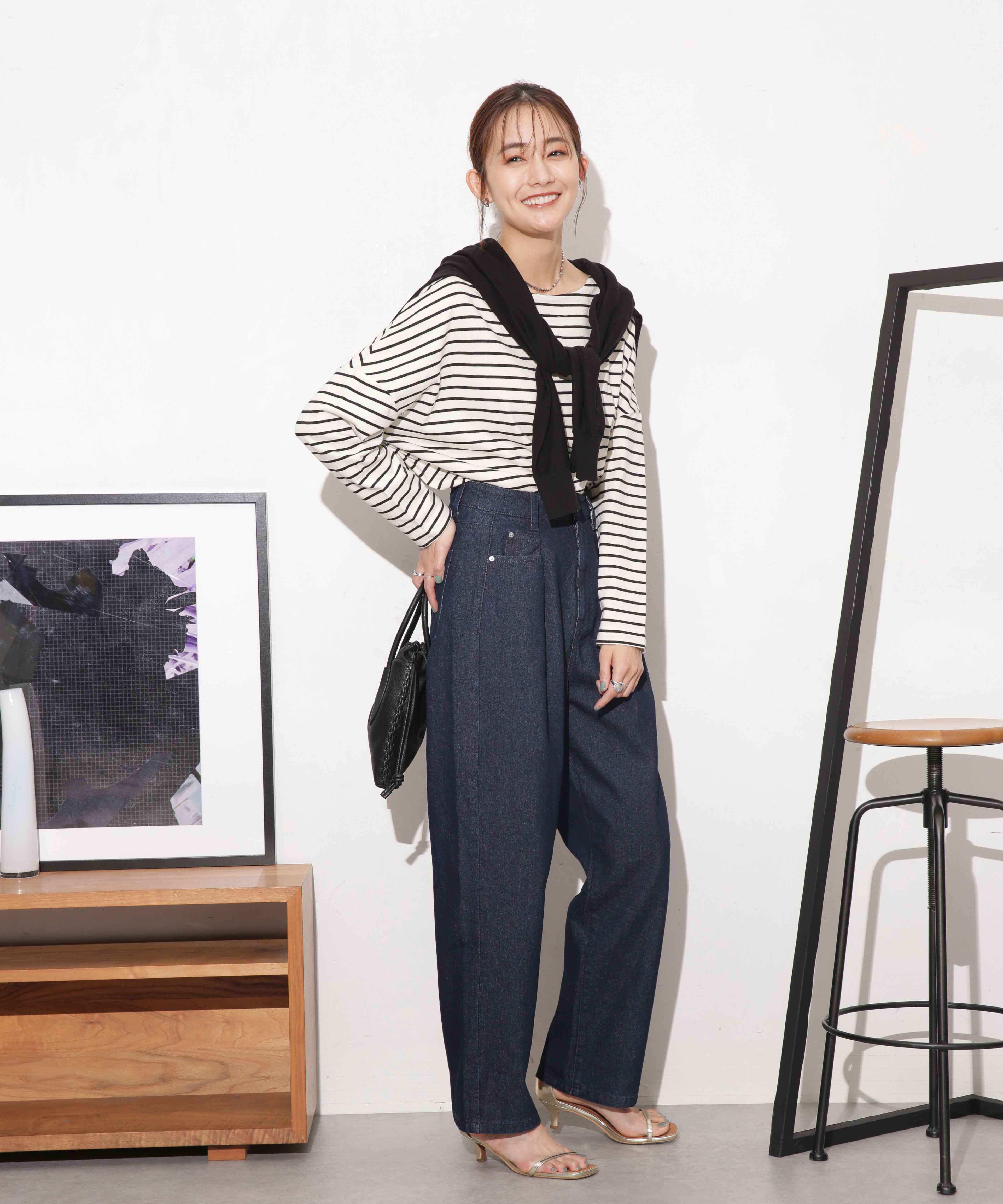 nano･universe「WEB限定/ボーダーワイドドロップトップス」|Tシャツ・カットソー|