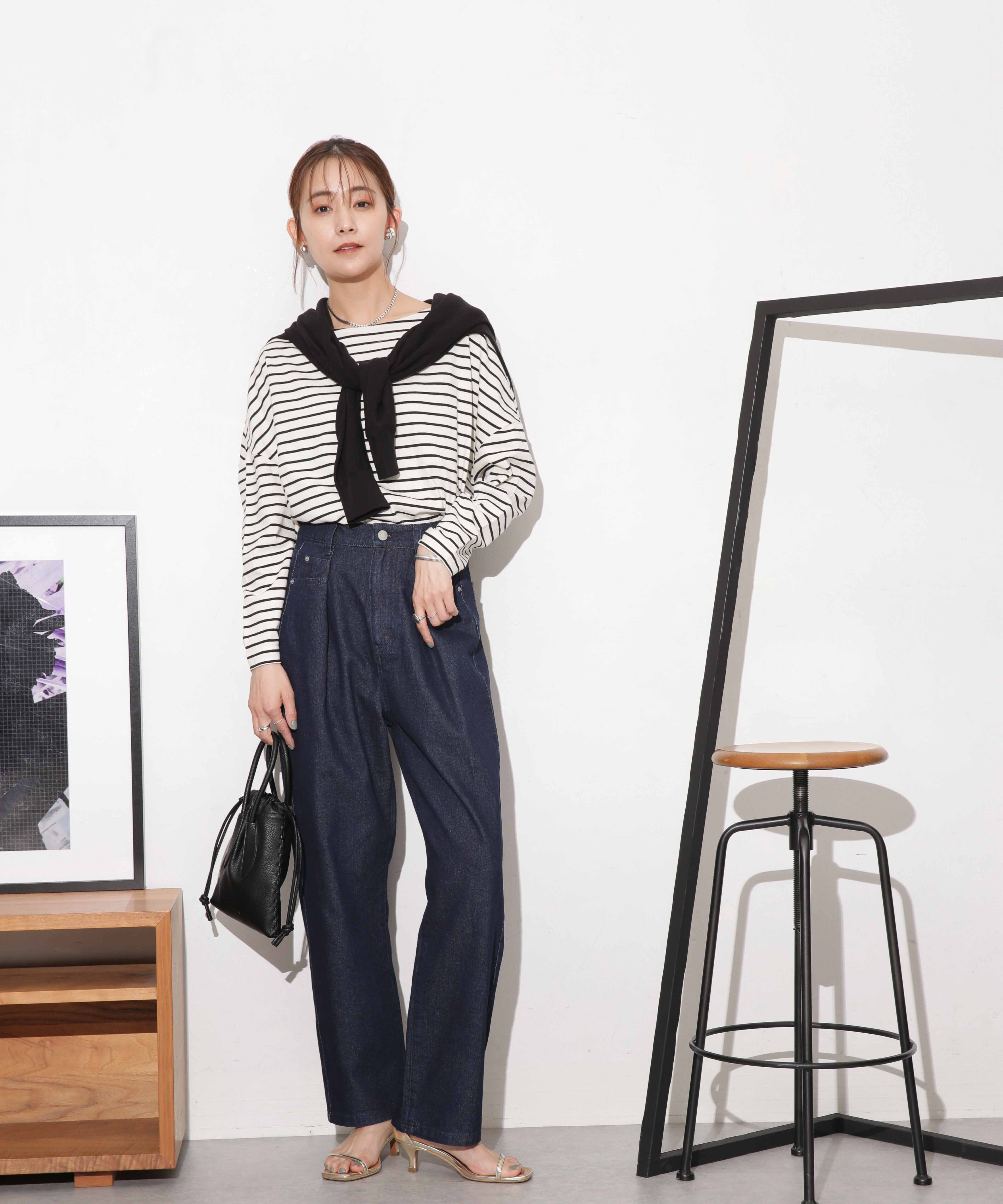 nano･universe「WEB限定/ボーダーワイドドロップトップス」|Tシャツ・カットソー|