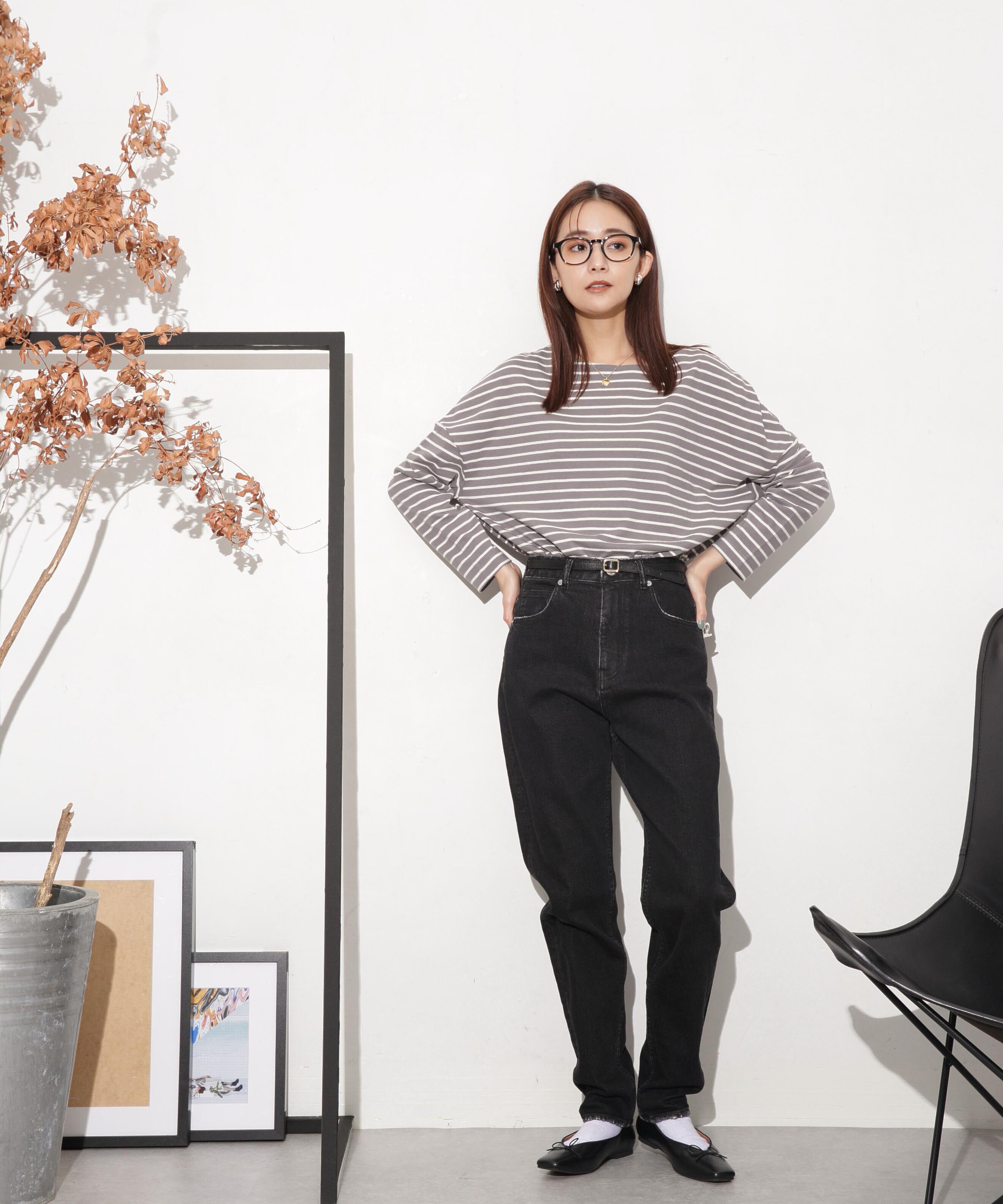 nano･universe「WEB限定/ボーダーワイドドロップトップス」|Tシャツ・カットソー|