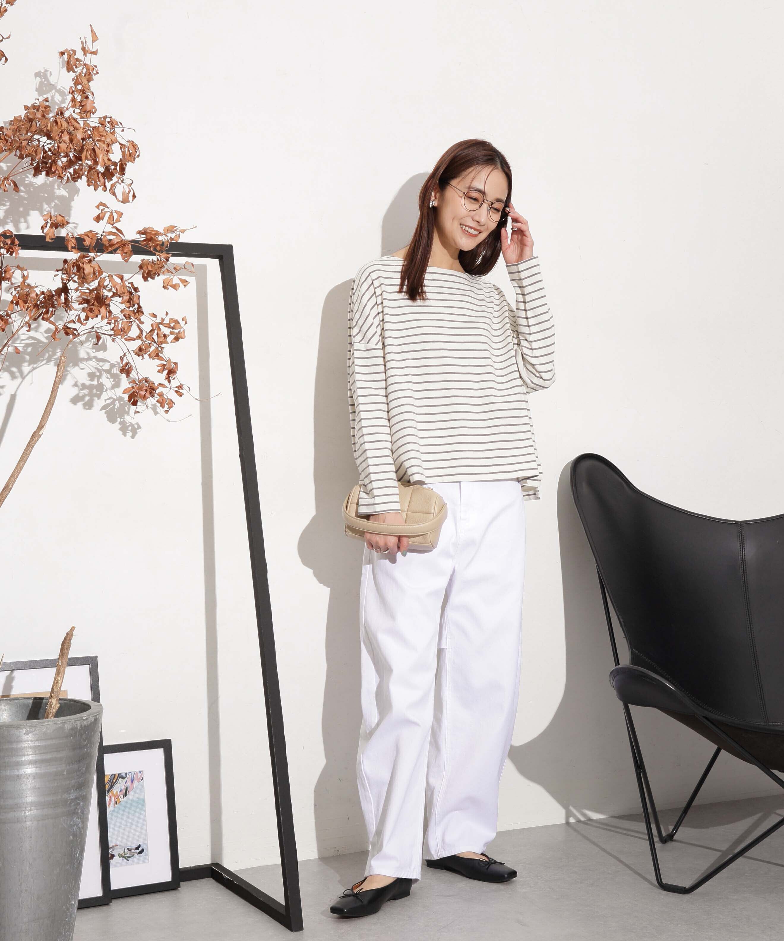 nano･universe「WEB限定/ボーダーワイドドロップトップス」|Tシャツ・カットソー|