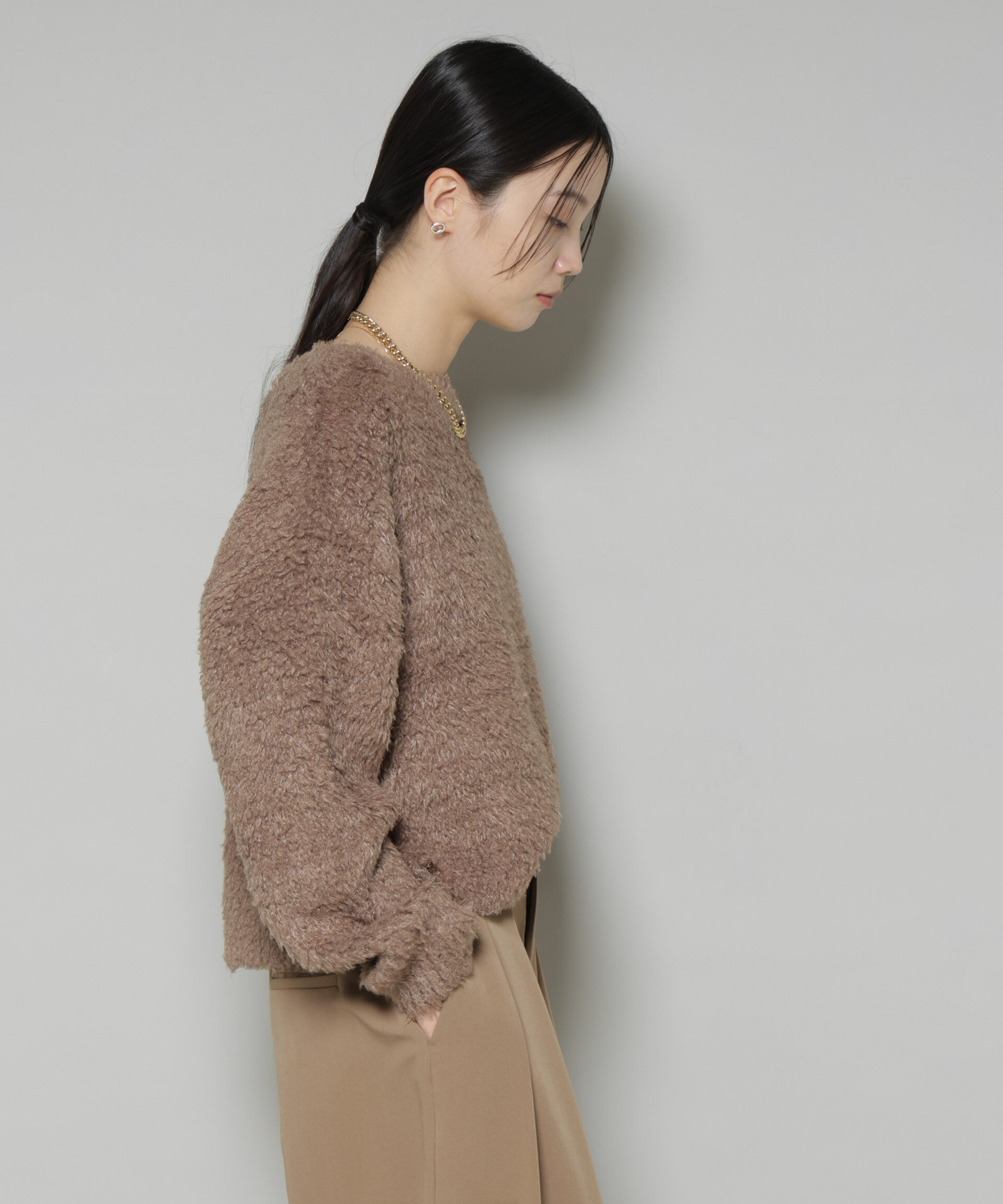 nano･universe「クロップドワイド起毛加工ニットトップス」|ニット・セーター|