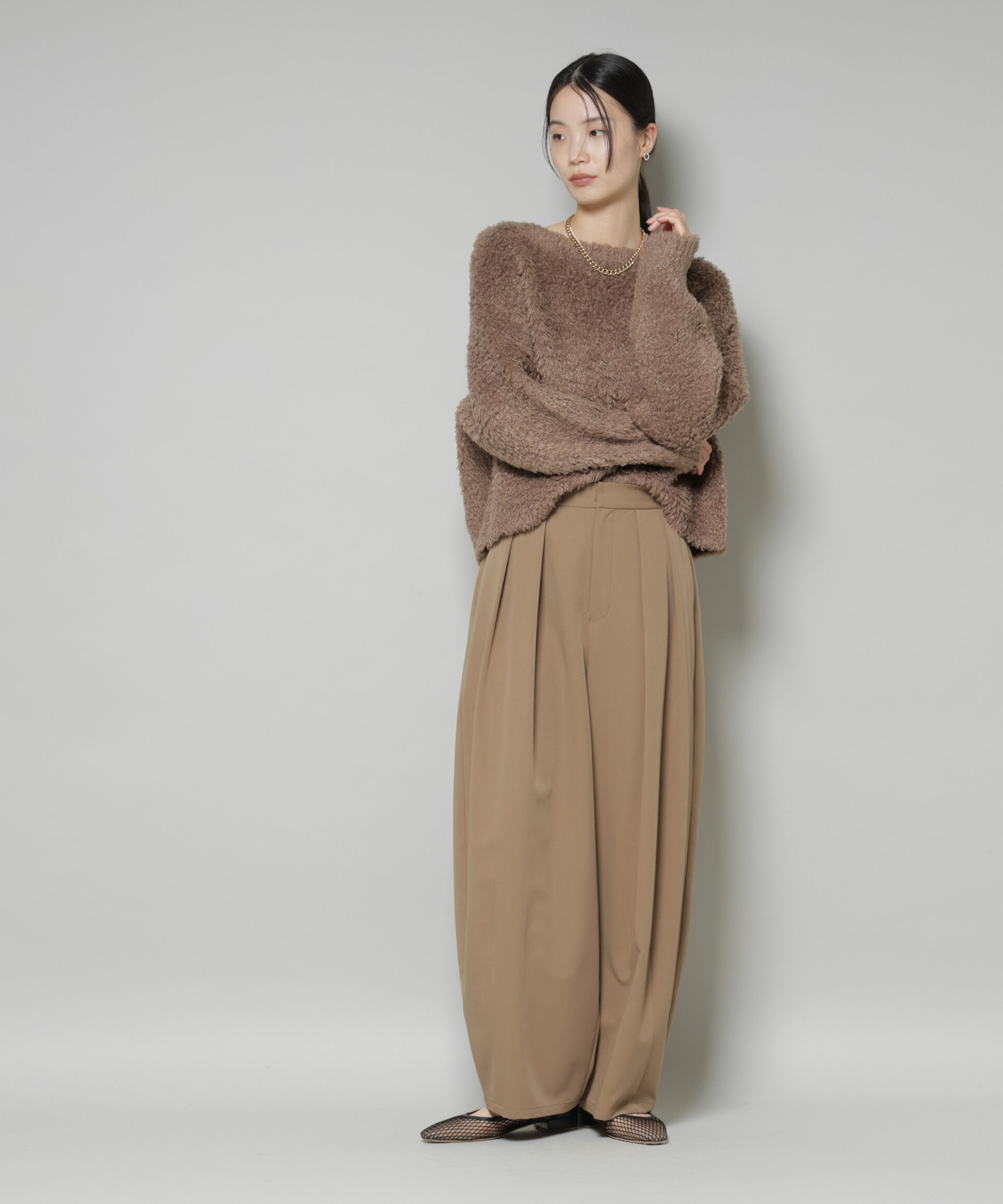 nano･universe「クロップドワイド起毛加工ニットトップス」|ニット・セーター|