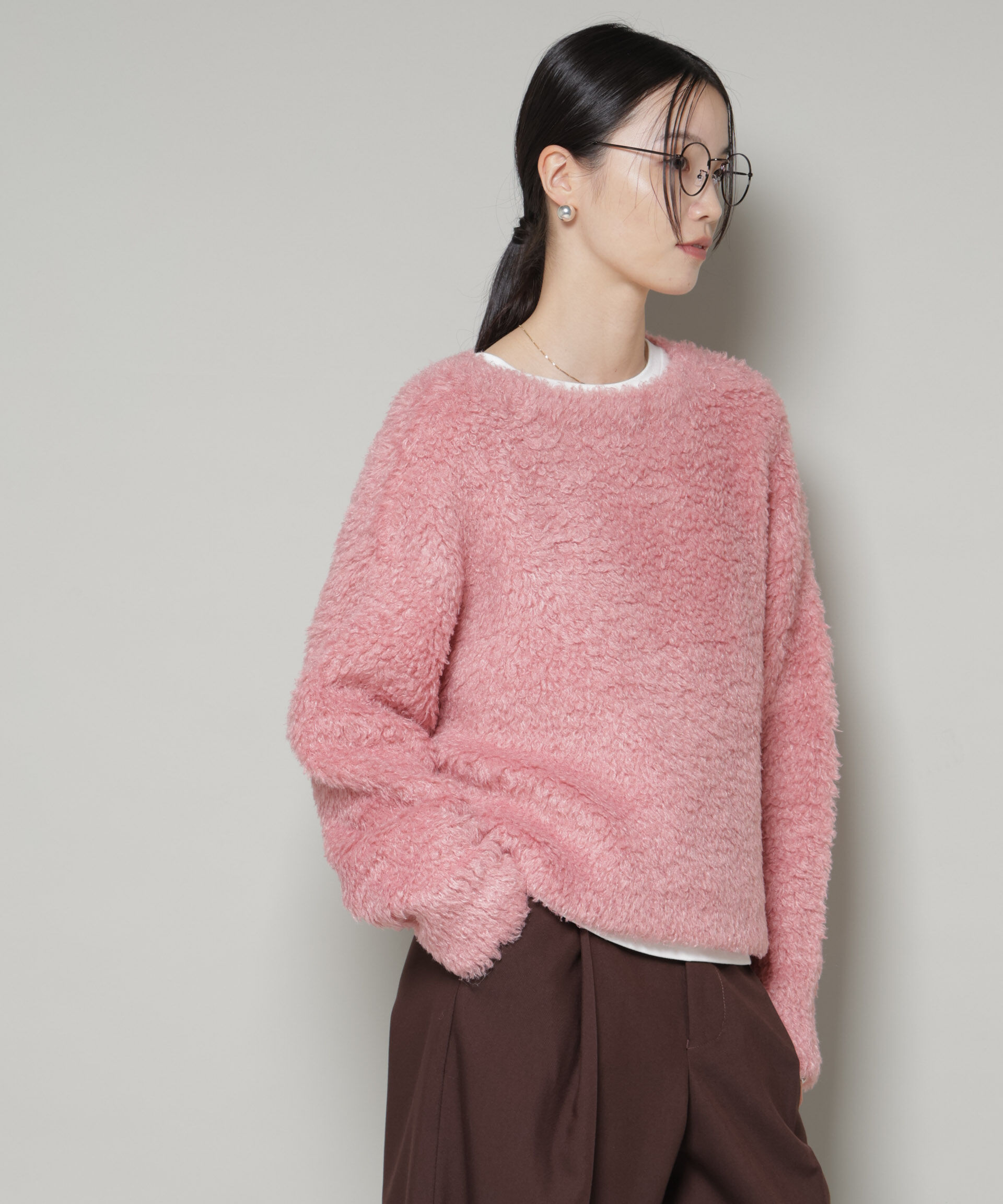 nano･universe「クロップドワイド起毛加工ニットトップス」|ニット・セーター|