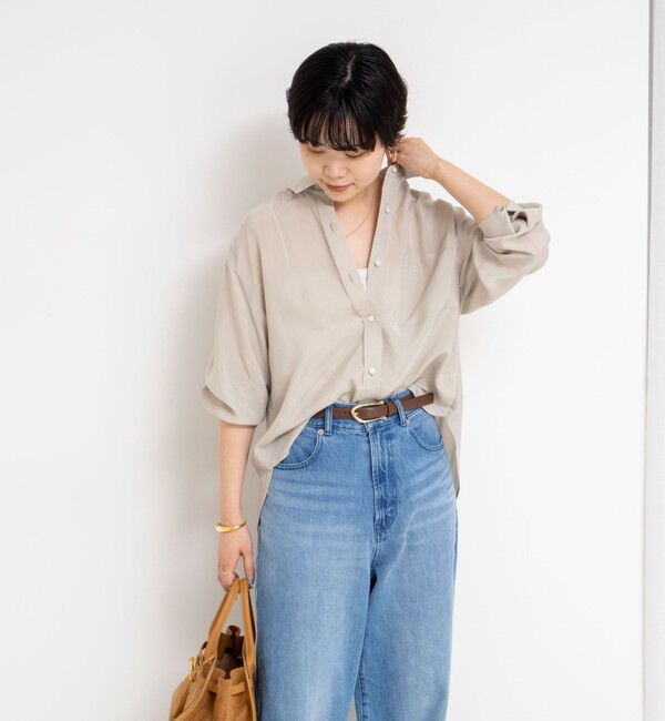 NOLLEY'S「《セットアップ対応》ウォッシャブルシルキーキュプラドレープシャツ」|シャツ・ブラウス|