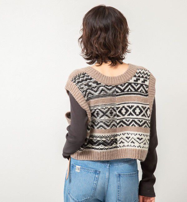 Rie Miller「ノルディック柄2WAYベスト」|ベスト・ジレ|