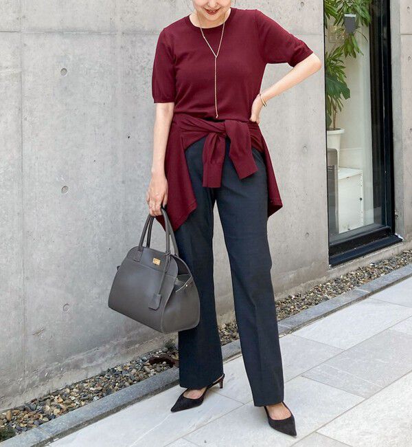 NOLLEY'S sophi「《アンサンブル対応》《手洗い可能》ウール100％5分袖プルオーバーニット」|ニット・セーター|