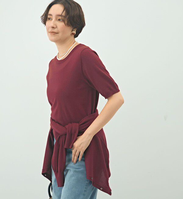 NOLLEY'S sophi「《アンサンブル対応》《手洗い可能》ウール100％5分袖プルオーバーニット」|ニット・セーター|