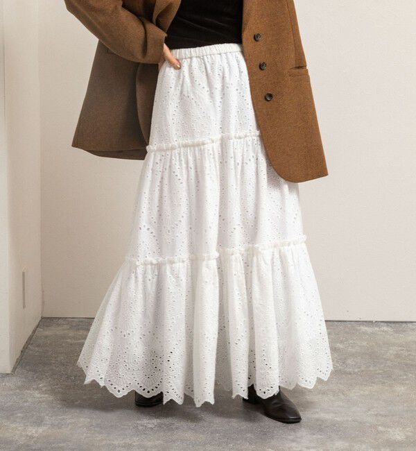 MAQWEL「【MAQWEL/マクウェル】《セットアップ対応》ウォッシャブルエンブロイダリーレーススカート」|スカート|