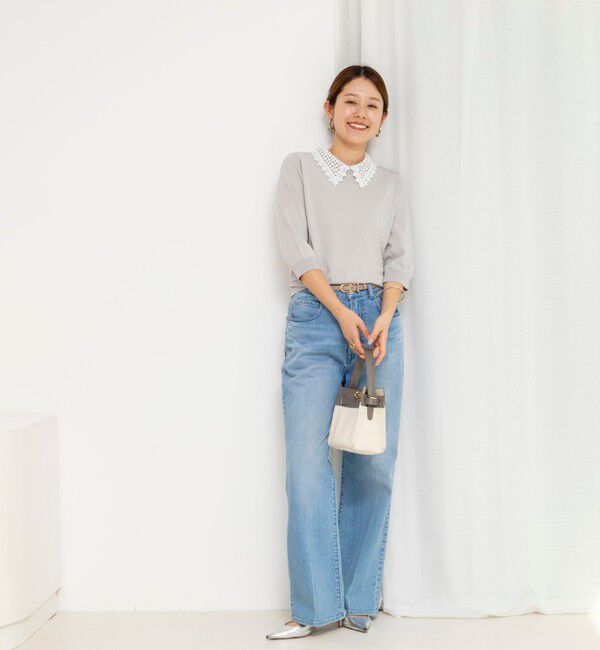 NOLLEY'S「【WEB＆一部店舗限定カラー】《手洗い可能》襟レース取り外し6分袖プルオーバー」|ニット・セーター|