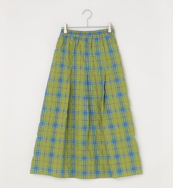  「シアーチェックタックギャザースカート」|スカート|ブルー系その他