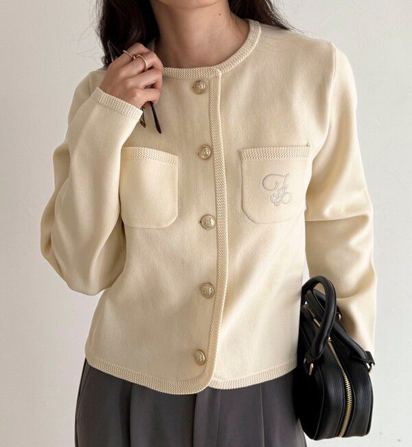 fredy emue「刺繍入りコンパクトニットジャケット」|カーディガン|アイボリー