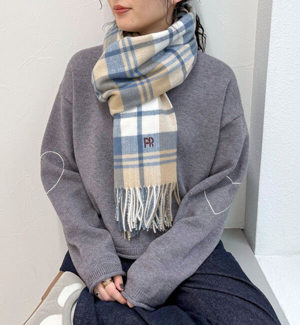 fredy emue「ソフトチェックストール」|ストール|ブルー系その他