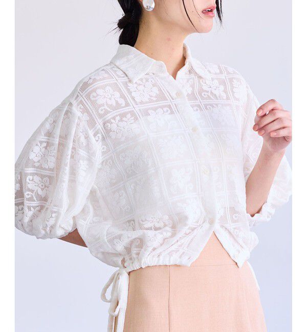 VIS「ドロストボリュームスリーブシャツ（レース・無地）」|シャツ・ブラウス|ホワイト系(11)
