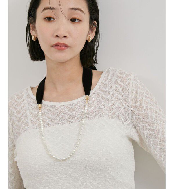 VIS「ベロアリボンガラスパールネックレス」|ネックレス|