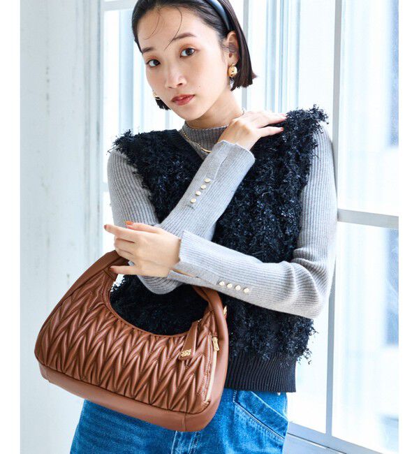 VIS「【2WAY】ねじりハンドルキルティングバッグ」|ハンドバッグ|