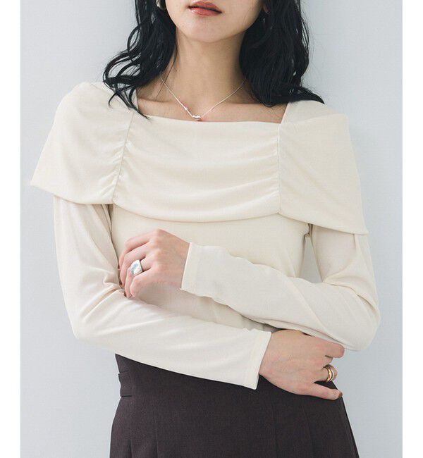 VIS「テレコオフショルダーロングスリーブプルオーバー」|Tシャツ・カットソー|オフホワイト(15)