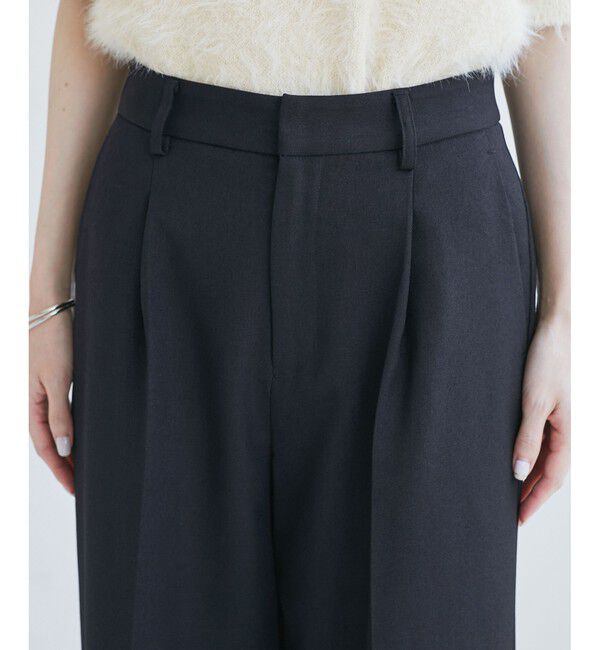 Rope&rsquo;Picnic「【WEB限定・丈長め】レディハンサムシリーズ ウールライクウエストタックセミワイドパンツ」|スラックス|