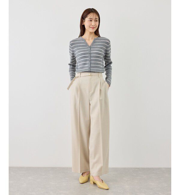 Rope&rsquo;Picnic「カナパ ベルト付きワイドパンツ/セットアップ対応・UV・抗菌防臭・接触冷感」|チノ|