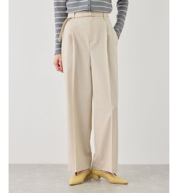 Rope&rsquo;Picnic「カナパ ベルト付きワイドパンツ/セットアップ対応・UV・抗菌防臭・接触冷感」|チノ|