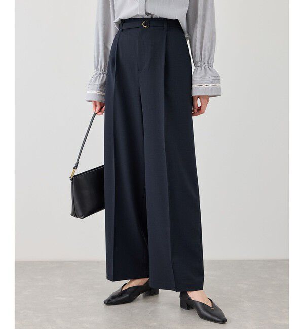 Rope&rsquo;Picnic「カナパ ベルト付きワイドパンツ/セットアップ対応・UV・抗菌防臭・接触冷感」|チノ|