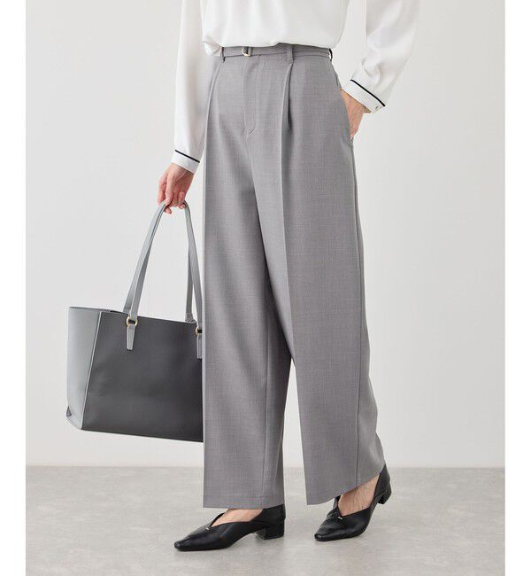 Rope&rsquo;Picnic「カナパ ベルト付きワイドパンツ/セットアップ対応・UV・抗菌防臭・接触冷感」|チノ|