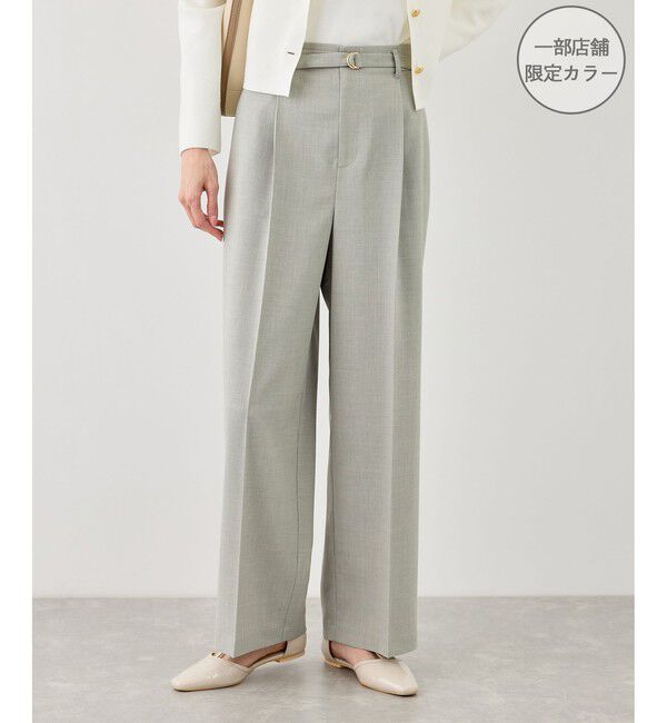 Rope&rsquo;Picnic「カナパ ベルト付きワイドパンツ/セットアップ対応・UV・抗菌防臭・接触冷感」|チノ|グリーンサブ(35)