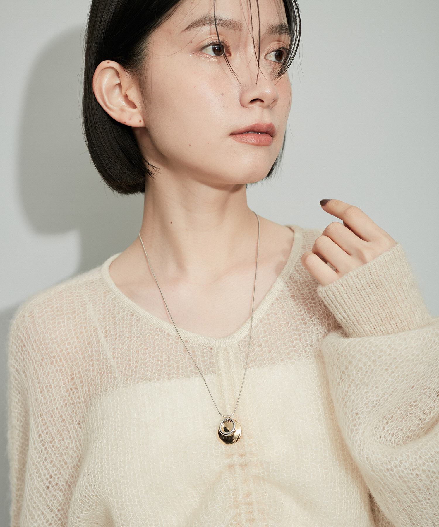 ADAM ET ROPE'「【WEB限定】プレートリングネックレス」|ネックレス|シルバー(93)