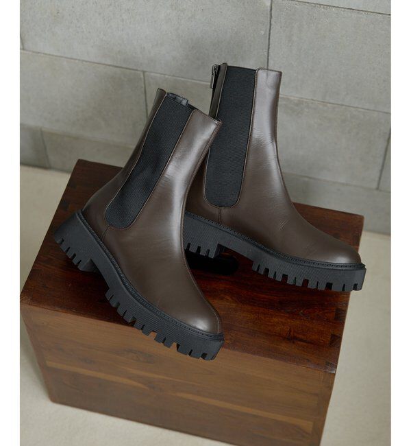 THE PAUSE「【THE PAUSE】レザーサイドゴアブーツ」|ショートブーツ|ブラウン