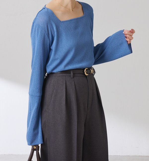  「シアーラメリブスクエアカットソー」|Tシャツ・カットソー|