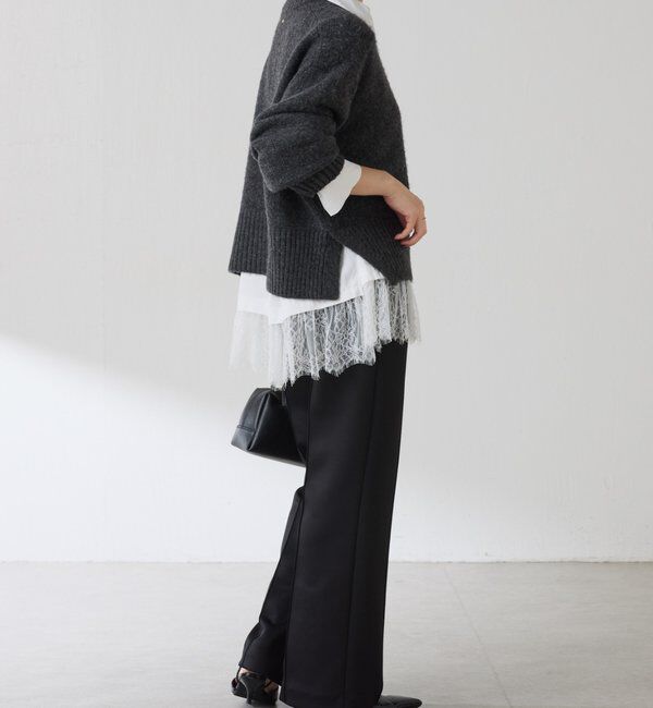  「裾レースハイネックシャツ」|シャツ・ブラウス|