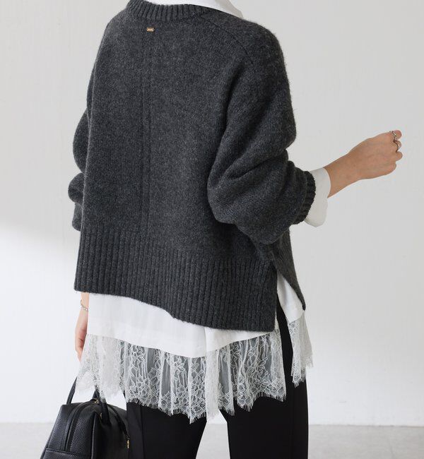  「裾レースハイネックシャツ」|シャツ・ブラウス|