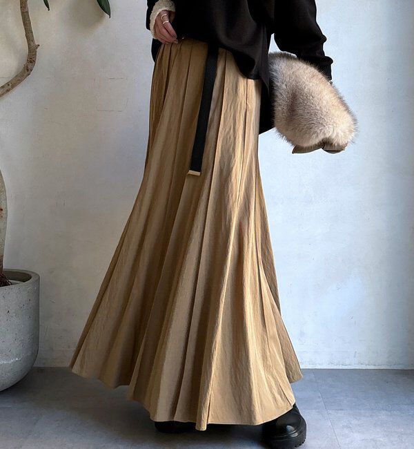  「パネルプリーツスカート」|スカート|ベージュ