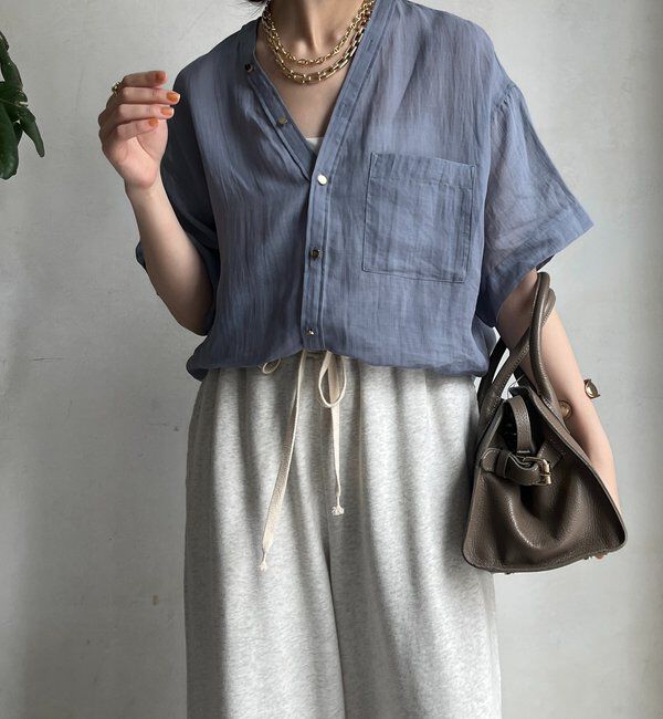 「リヨセルリネン半袖VVシャツ」|シャツ・ブラウス|