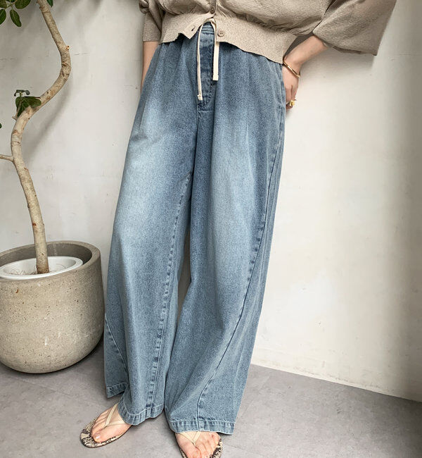  「【新色追加】デニムワイドイージーパンツ」|デニム|