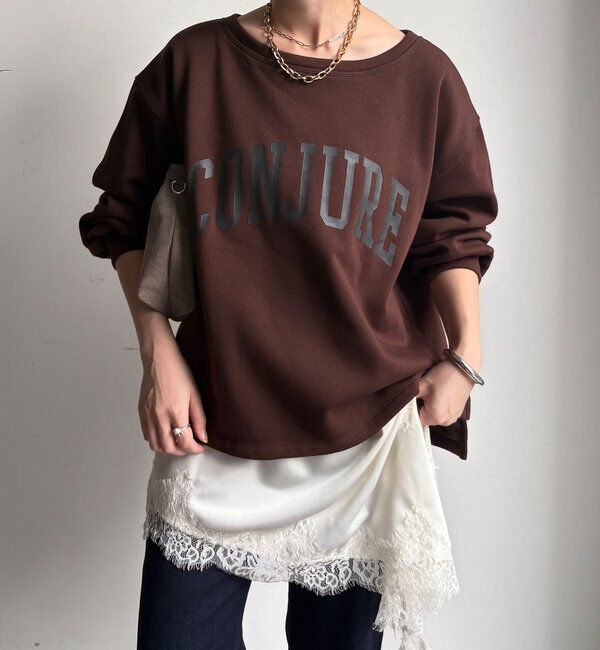  「前後ロゴプリント裏起毛プルオーバー」|Tシャツ・カットソー|