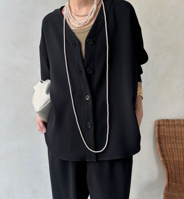  「【WEB限定/セットアップ対応】Vカーディガンブラウス」|シャツ・ブラウス|