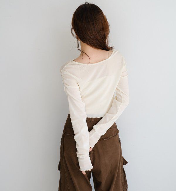  「【2サイズ展開】ストライプベロアフロッキー2wayカーディガン」|Tシャツ・カットソー|