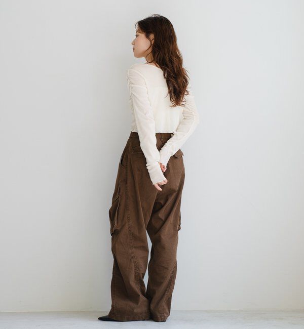  「【2サイズ展開】ストライプベロアフロッキー2wayカーディガン」|Tシャツ・カットソー|