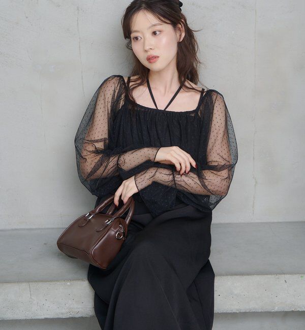  「【結婚式/オケージョン】ペプラムチュール&times;レースアップワンピースSET」|ワンピース|