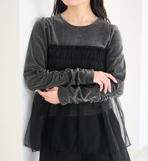  「バリエーションチュールドッキングプルオーバー」|Tシャツ・カットソー|チャコールグレー