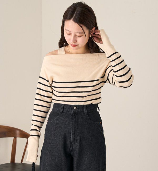  「【4色展開】B タンク付きオフショルニット」|その他|