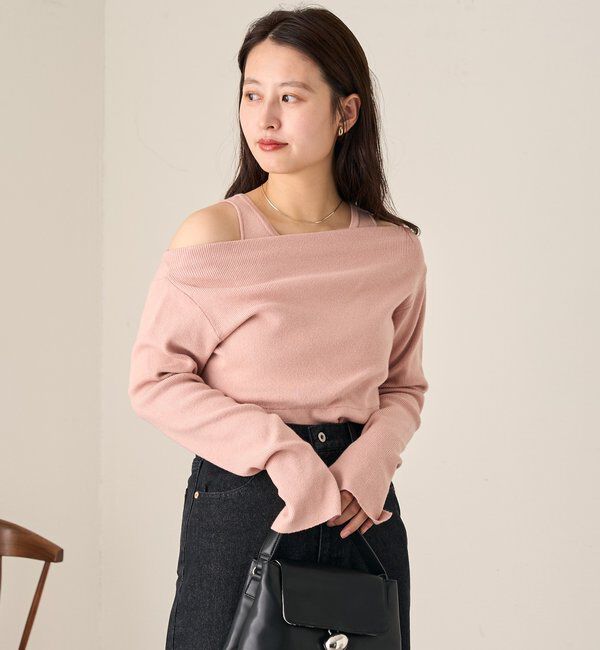  「【4色展開】B タンク付きオフショルニット」|その他|
