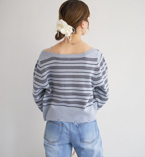  「B ボーダーダメージカーディガン」|その他|