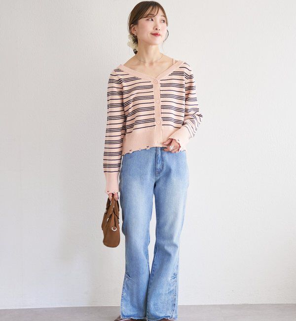  「B ボーダーダメージカーディガン」|その他|