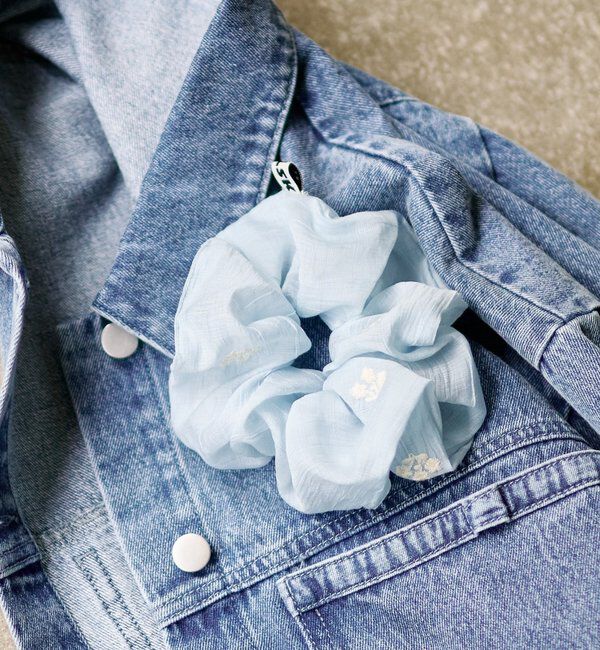  「【fiw.】フラワーステッチシュシュ」|その他|サックスブルー