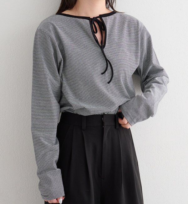  「【前後2WAY】B ボーダーバックリボンロンTEE」|その他|