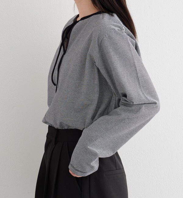  「【前後2WAY】B ボーダーバックリボンロンTEE」|その他|