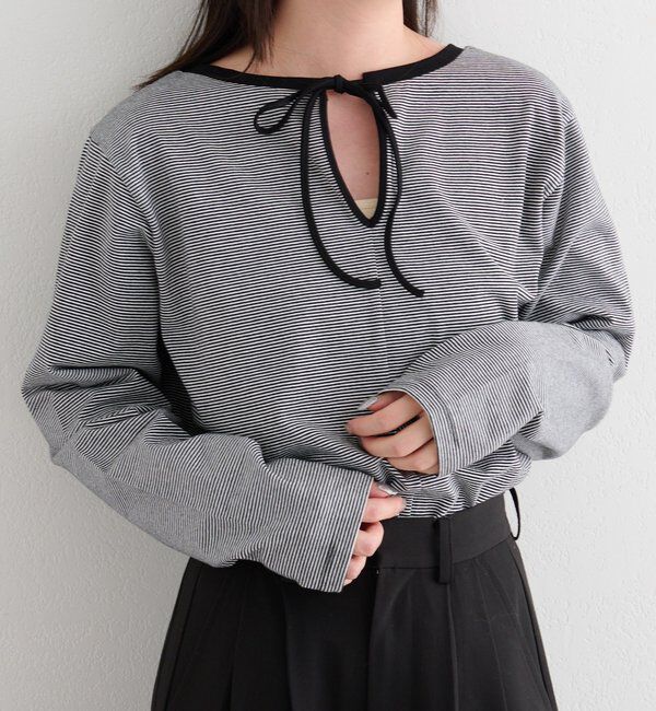  「【前後2WAY】B ボーダーバックリボンロンTEE」|その他|